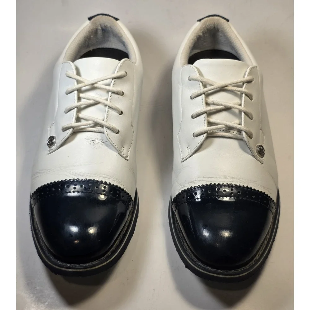 G/FORE White and Navy Two-Tone Golf Oxfords - Picture 3 of 11